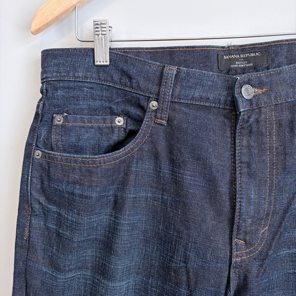 Banana Republic Boot Cut Jeans Dark Wash Denim Casual Relaxed Fit Blue Men 34/32 - Picture 3 of 10
